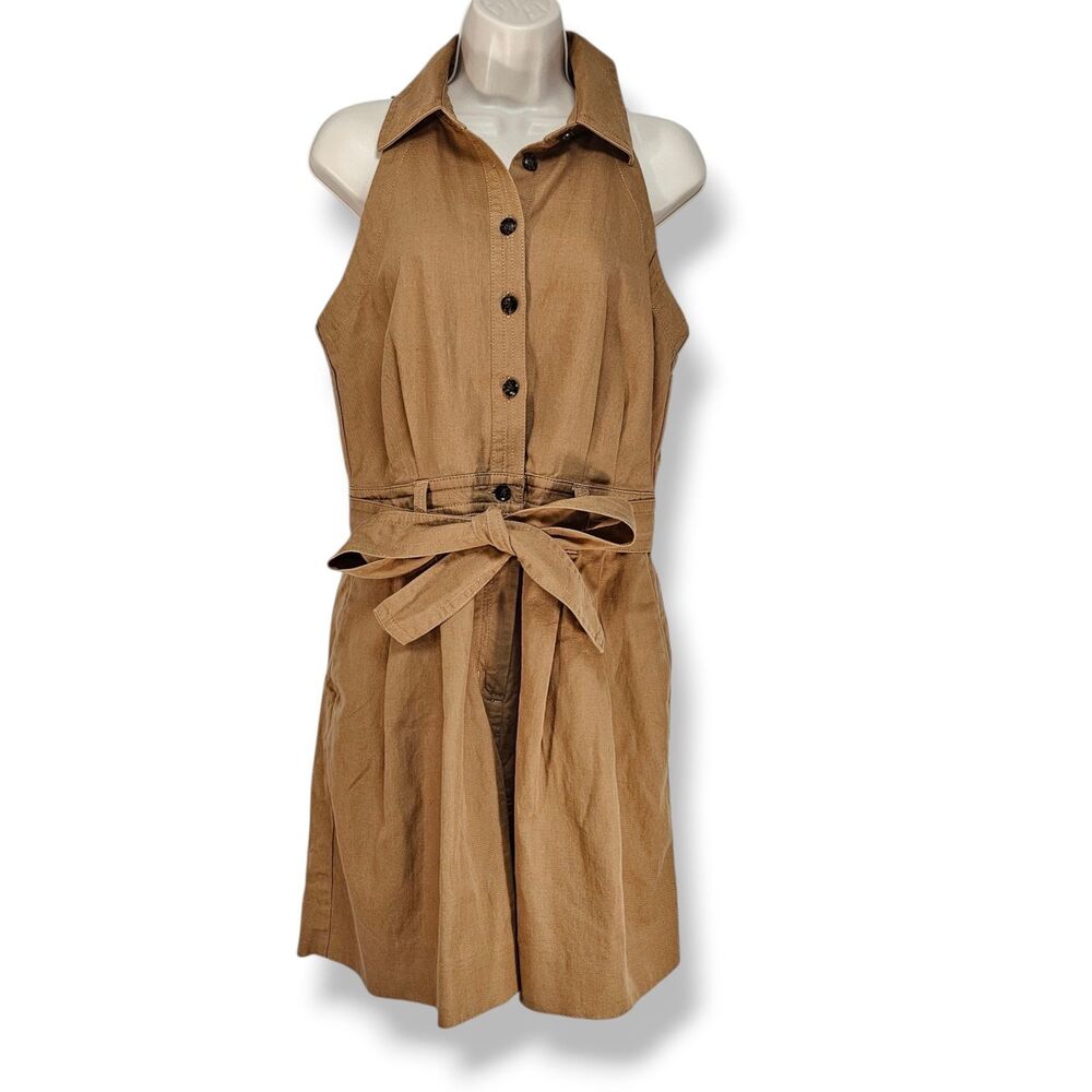 Banana Republic Tan Safari Utility Romper Belted Sleeveless Size 6 - Picture 2 of 9